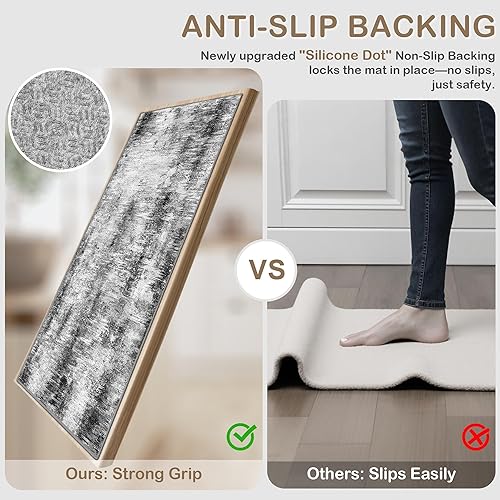 Miniatura 2 de Tritard Juego de 3 alfombras de cocina 100% antideslizantes, lavables para piso, alfombra abstracta de cocina, juego de tapetes suaves y gruesos,