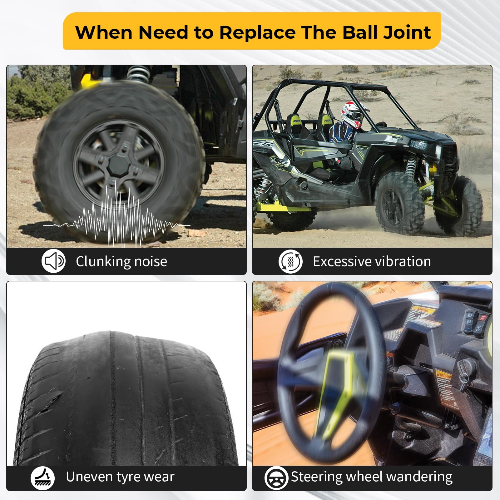 Kit 4 Rotules Suspension Polaris RZR XP-1000 - Joints à Rotule 7082422 Compatibles 2014-2024