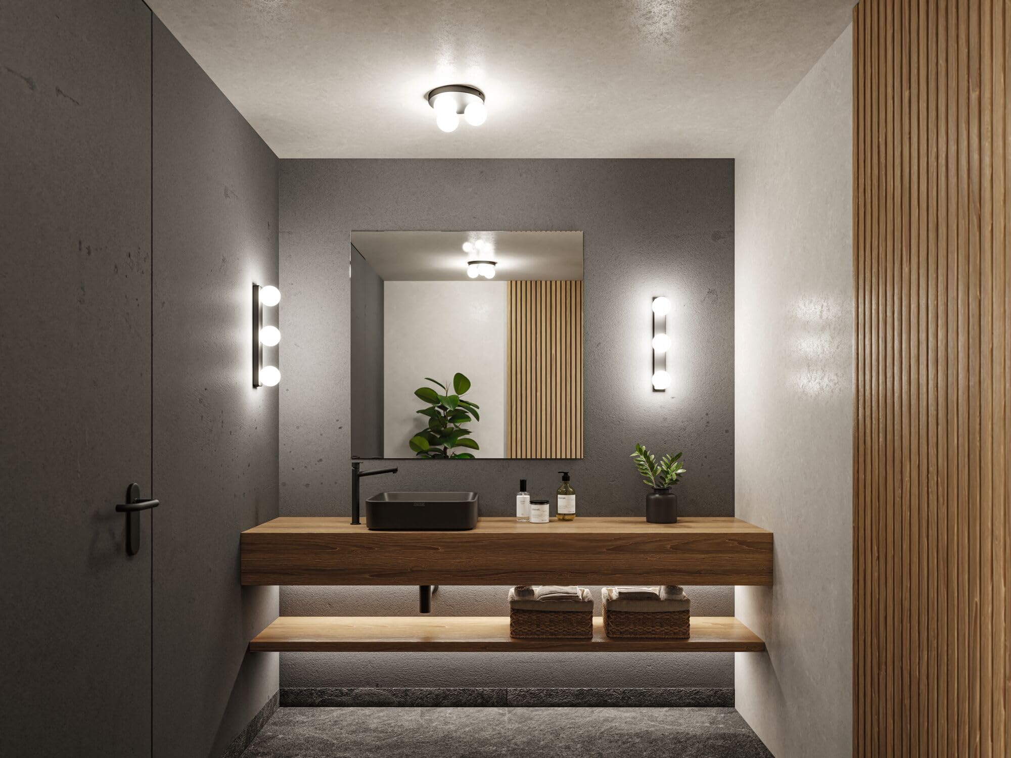 Paulmann 71069 Plafonnier Selection Bathroom Gove IP44 G9 230V max. 3x20W gradable Noir mat, Satin luminaire de salle de bain