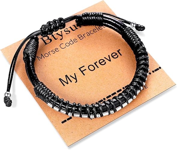 Inspirational Gifts for Men Morse Code Bracelets Mens Bracelets Graduation Gifts for Him Fathers Day Adjustable Leather Bracelet Motivational Birthday Annivesary Jewelry Stocking Stuffers for Men