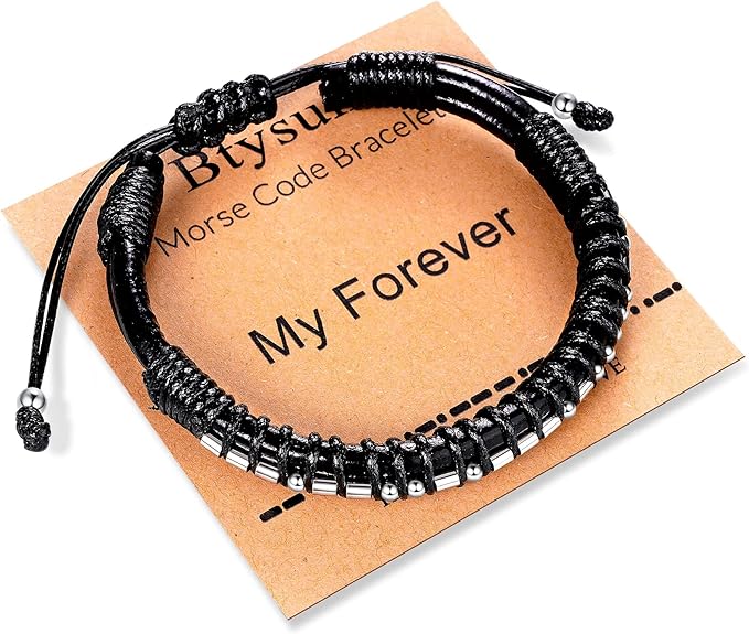 Inspirational Gifts for Men Morse Code Bracelets Mens Bracelets Graduation Gifts for Him Fathers Day Adjustable Leather Bracelet Motivational Birthday Annivesary Jewelry Stocking Stuffers for Men