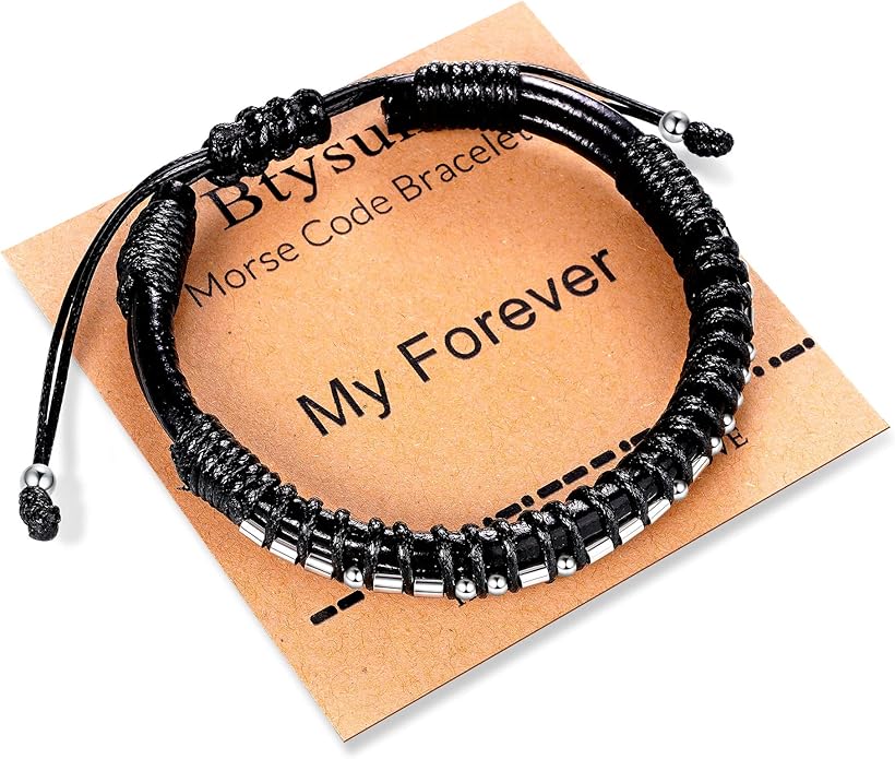 Inspirational Gifts for Men Morse Code Bracelets Mens Bracelets Graduation Gifts for Him Fathers Day Adjustable Leather Bracelet Motivational Birthday Annivesary Jewelry Stocking Stuffers for Men