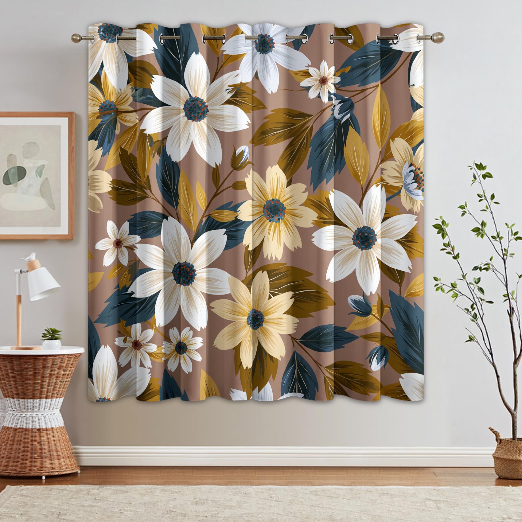 Generisch Landhausstil Blume Vorhänge 2er Set, H 215 x B 110 cm Deko