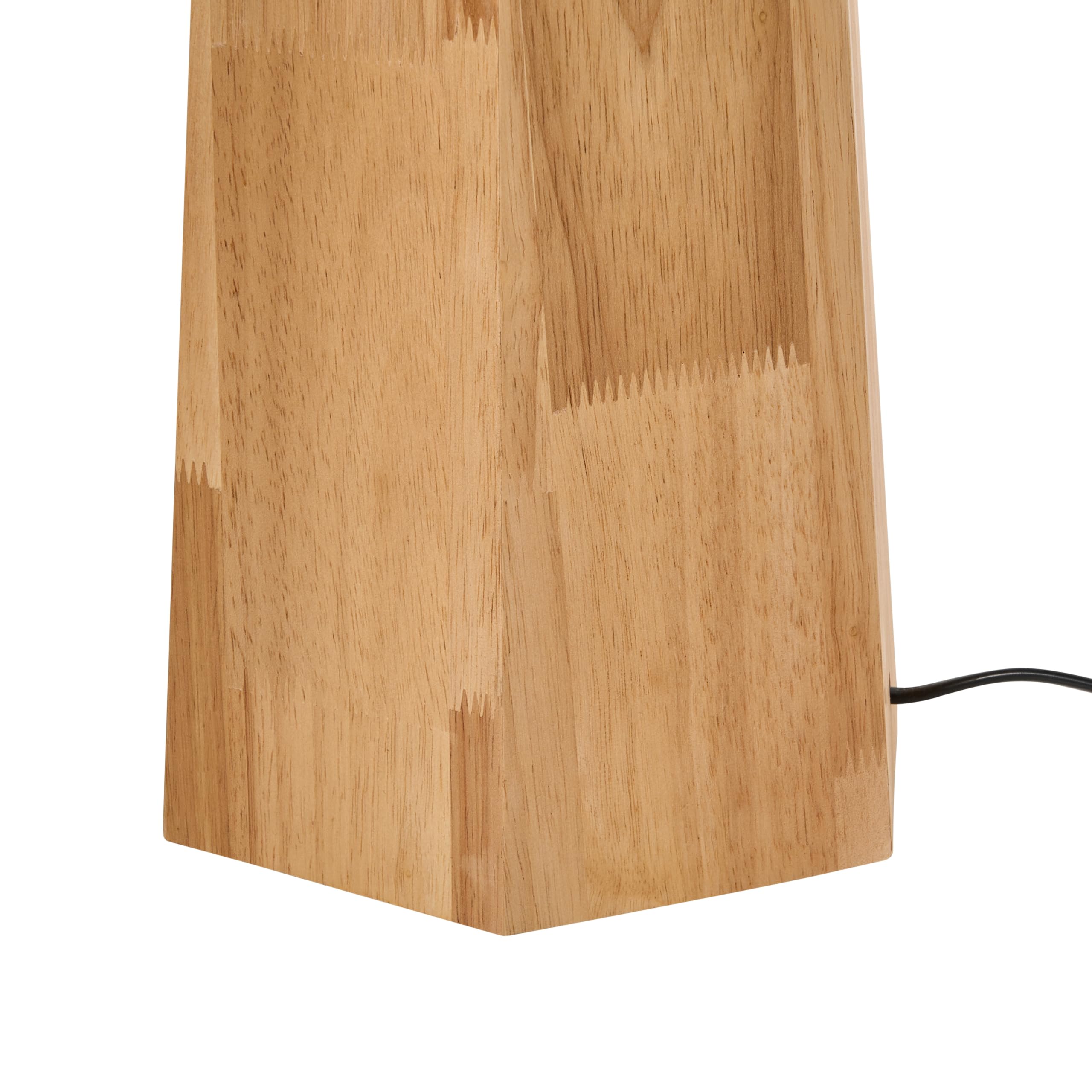 Beliani Lámpara de pie moderna con pantalla cilíndrica de tela de lino y madera de caucho natural Ilala