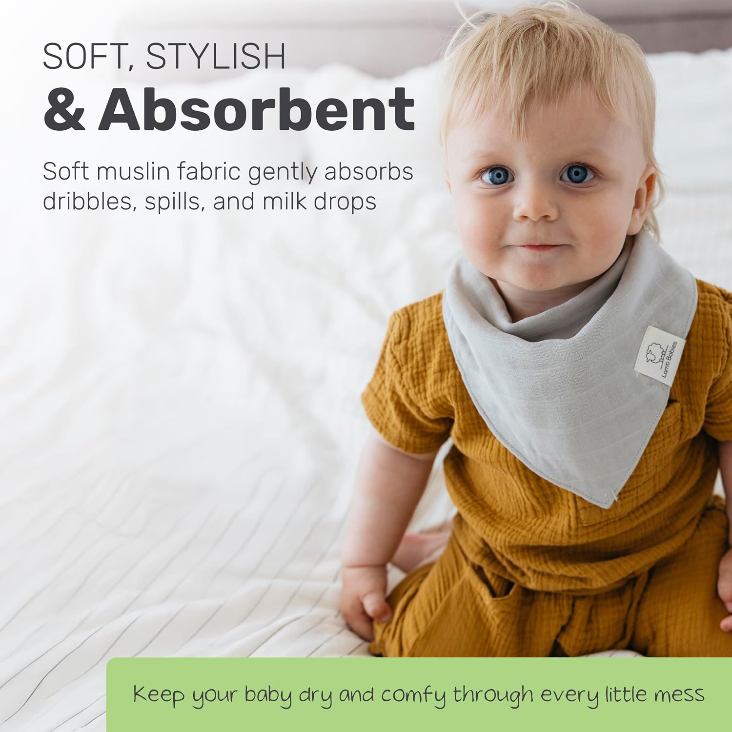 Muslin Bandana Drool Bibs, Ultra-Soft, Stylish, and Lightweight Baby Bandana Drool Bibs, Suitable for Milk Dribbles, Burps, and Spills, Ideal for Both Newborn Boys and Girls