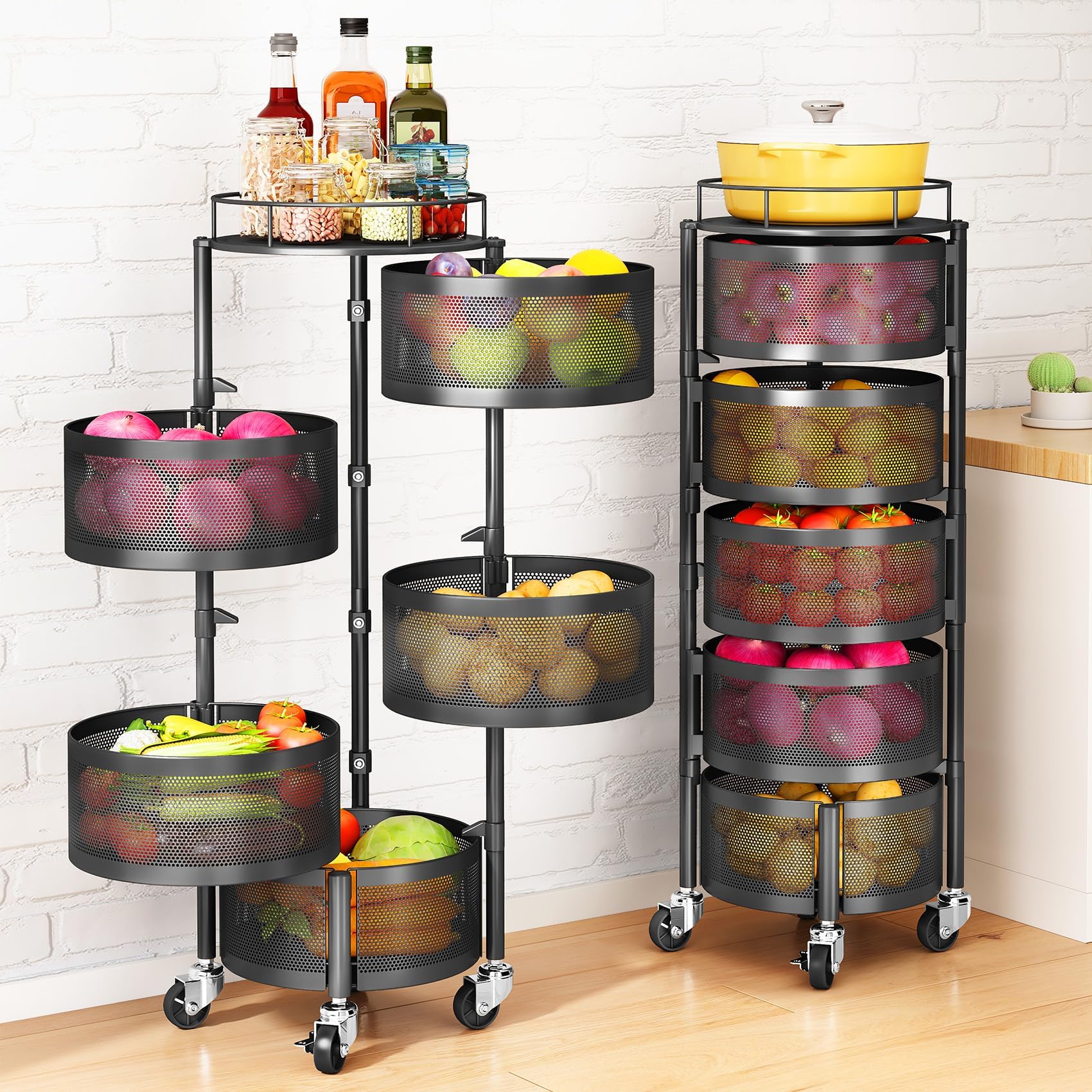 Amazon.com - Fruit Basket for Kitchen Pantry Organizers - 4 Tier with ...