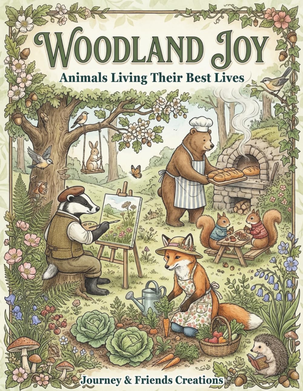 Woodland Joy: Animals Living Their Best Lives: 40 Illustrations with Full-Color Reference Pages, Detailed Woodland Animals