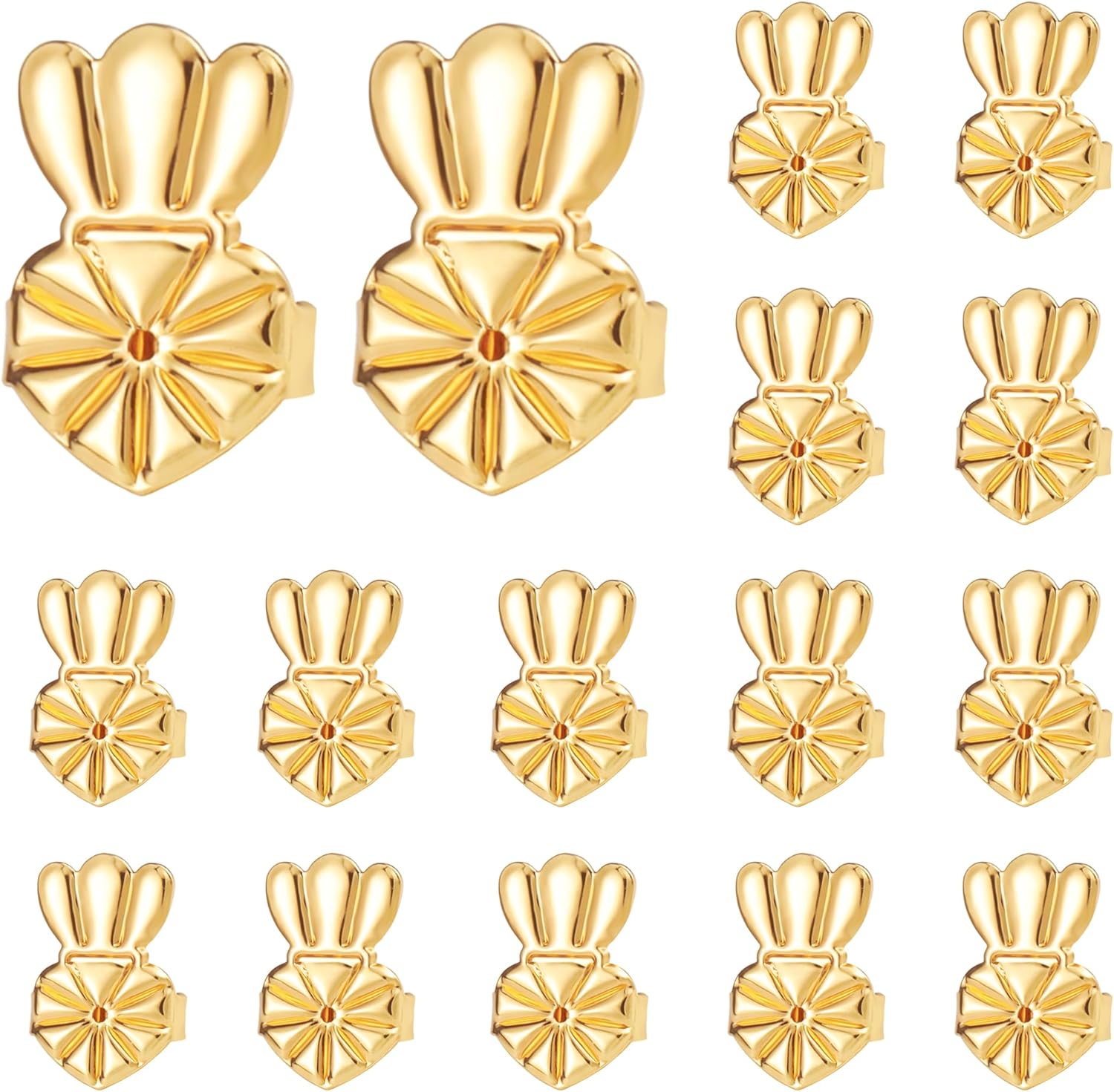 Earring Backs for Droopy Ears, 8 Pairs Hypoallergenic Earring Lifters Backs for Studs, Adjustable 18K Gold Secure Backs Repacements for Heavy Earrings