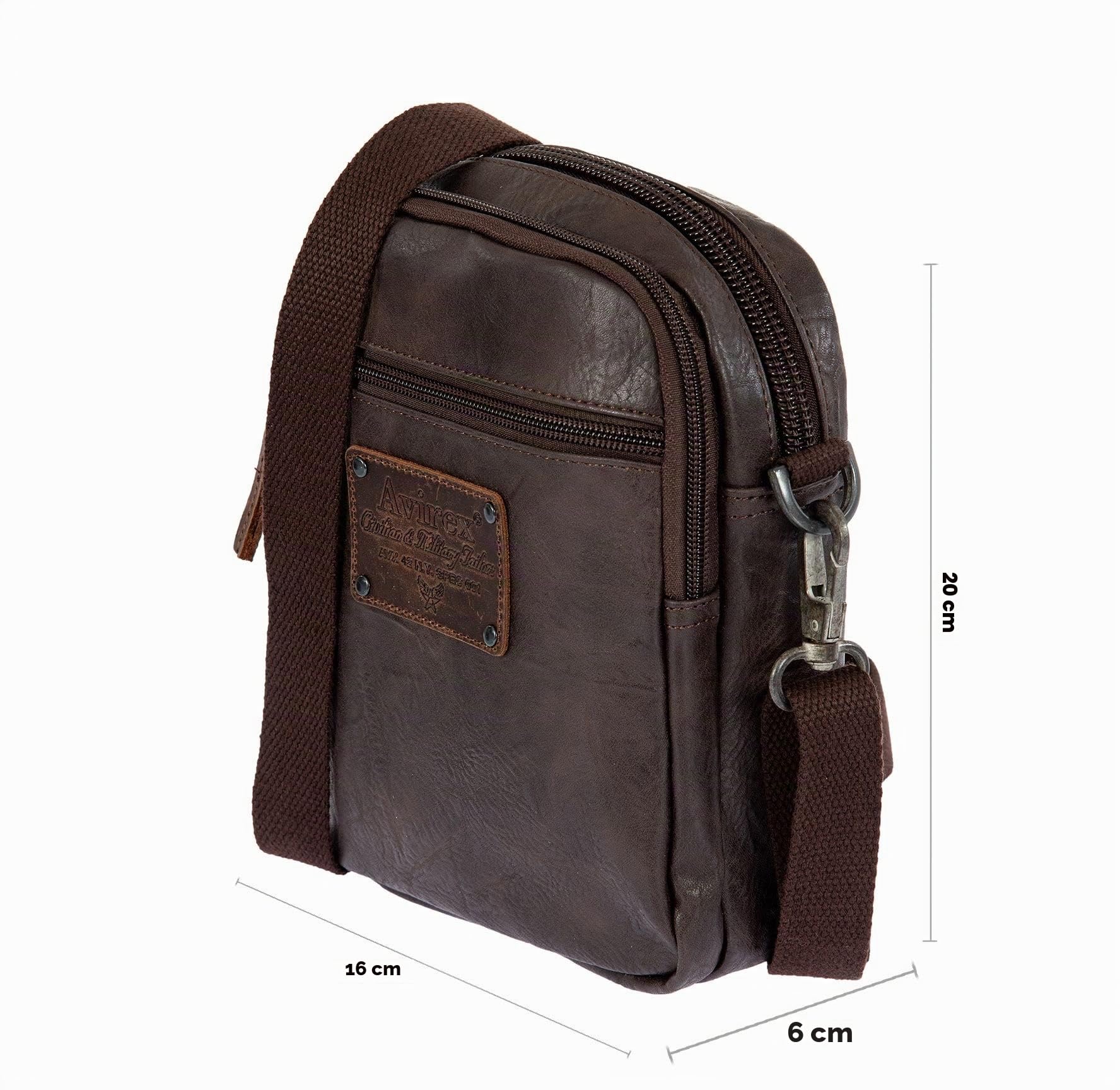 Avirex Borsello Uomo a Tracolla in Eco pelle, Borsa a tracolla Uomo impermeabile con Tasche a Zip in stile vintage, Collezione Buffalo BFL05