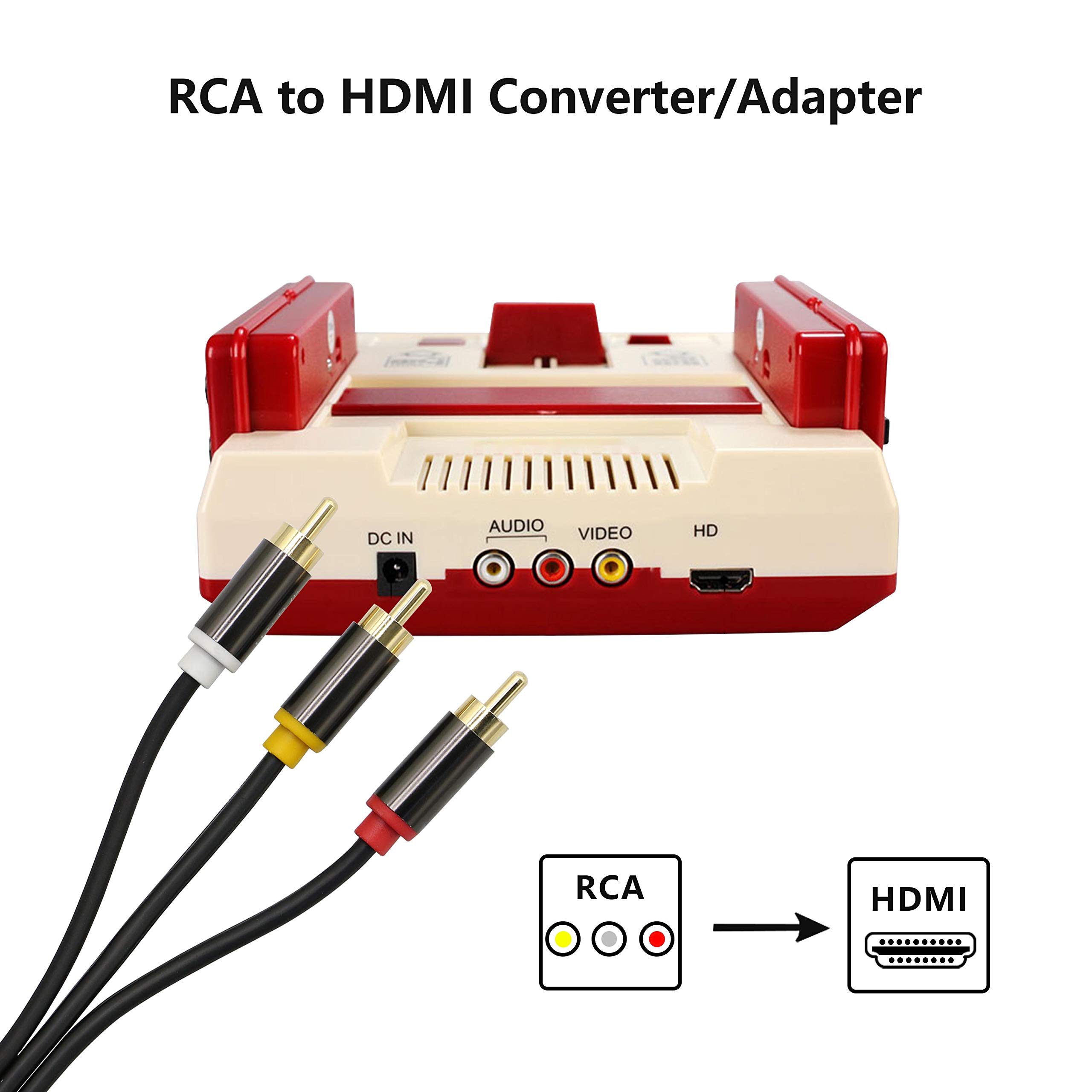 Convertidor HDMI A RCA, HDMI A AV 3RCA CVBS 1080P Convertidor De Audio