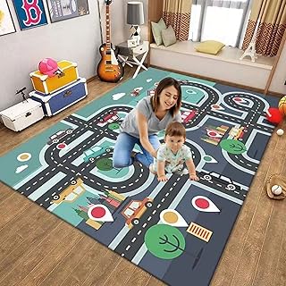 Kids Carpet Playmat Rug City Life Great for Playing with Cars Toys,Kid Rug Play Learn Area Rugs with Rubber Backing,Have Fun Throw Rug for Children's Rooms Bedroom Living Room Game Room 31×47 inch