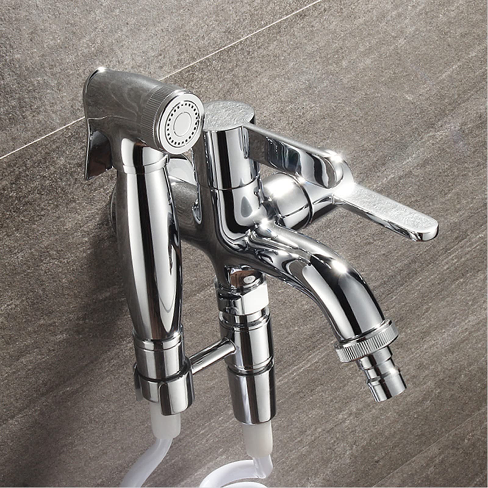 Pulvérisateur de bidet à main en chrome avec flexible et robinet d'eau froide à double poignée pour salle de bain