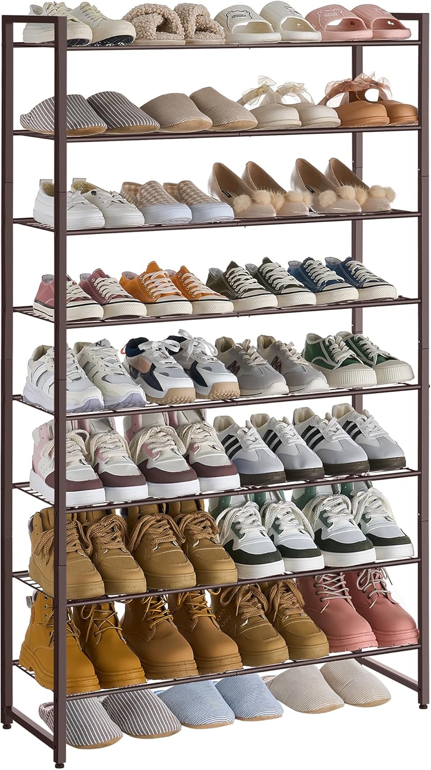 Shoe Rack, Metal Shoe Organizer, 8 Tier Garage Shoe Rack Max Holds 40 Pairs,Shoe Storage shelf for Closet,Entryway, Bronze 8 Tier Bronze