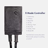 Vista 2 de Cuerda de luz LED colorida de 108 luces LED de 10 pies con 8 modos de 12 pulgada de grosor, controlador conectable al aire libre, permanente