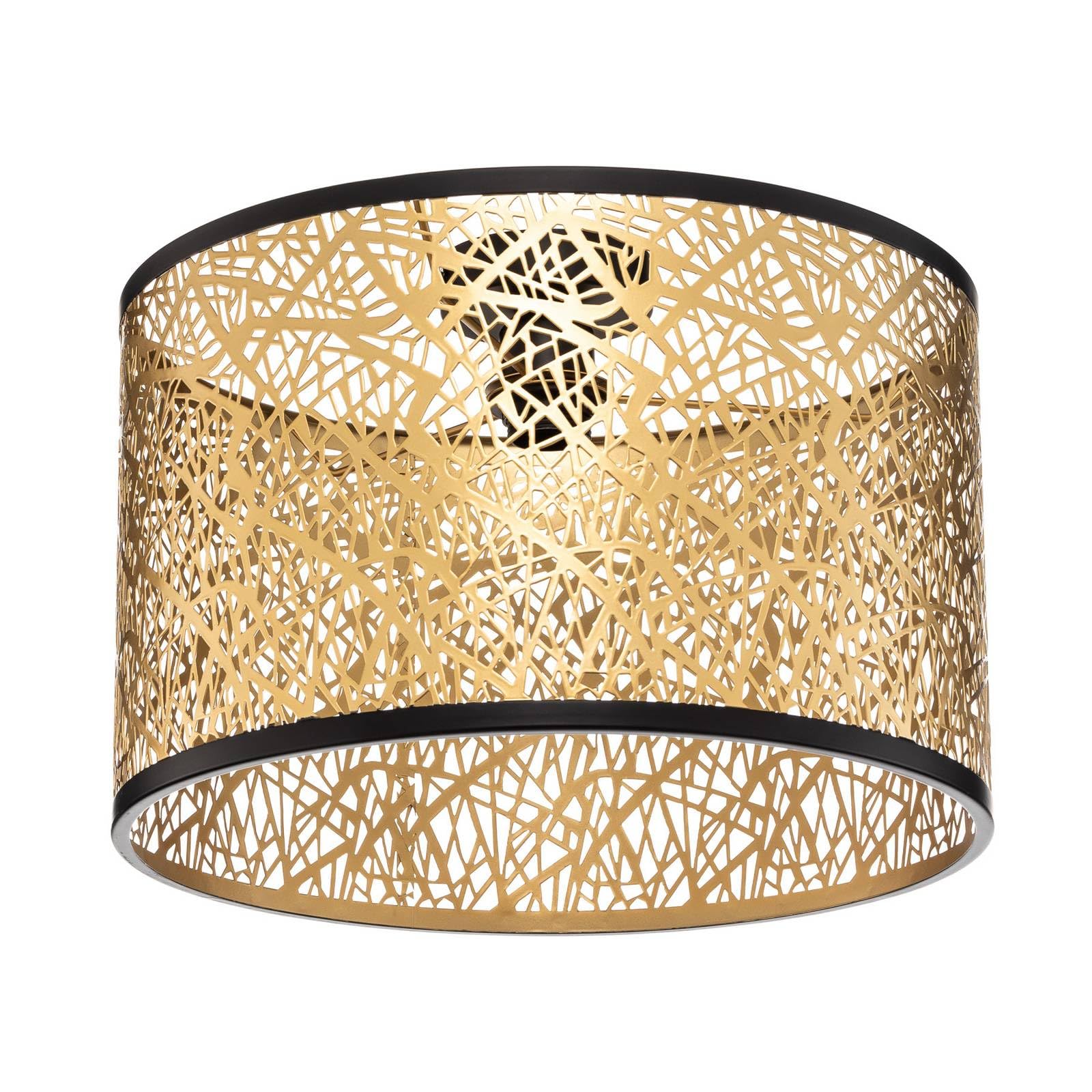 Lindby Plafonnier Yonah à intensité variable (Traditionnel) en Doré Textile e. a. pour Salon & Salle manger (1 lampe,à E27), Luminaire Lampe Plafond Eclerage Eclairage