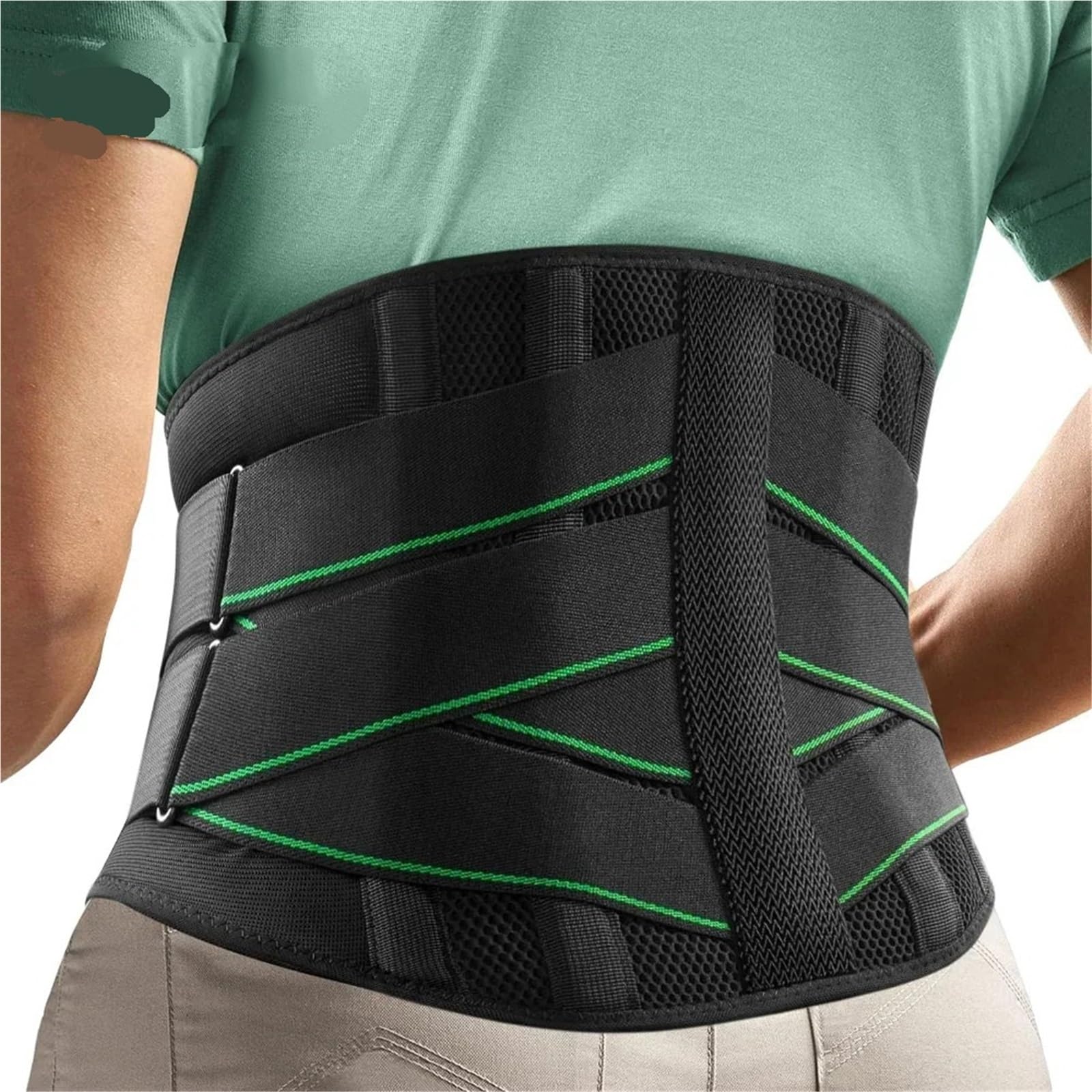 Fascia Lombare Supporto Schiena Tutore for la schiena for il mal di | Cintura di supporto lombare for decompressione(Green,L)