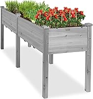 Vista 25 de Best Choice Products - Plantador de jardín elevado de 72x24x30 pulgadas, soporte de macetero de madera para jardín trasero, patio, balcón con panel