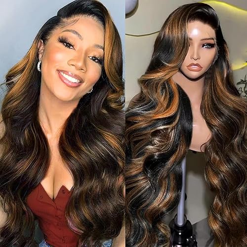 Miniatura 7 de IDHERE Peluca de cabello humano con encaje frontal transparente HD de 13 x 4, 1B/30, con reflejos 1B/30, densidad del 180 %, pelucas de encaje