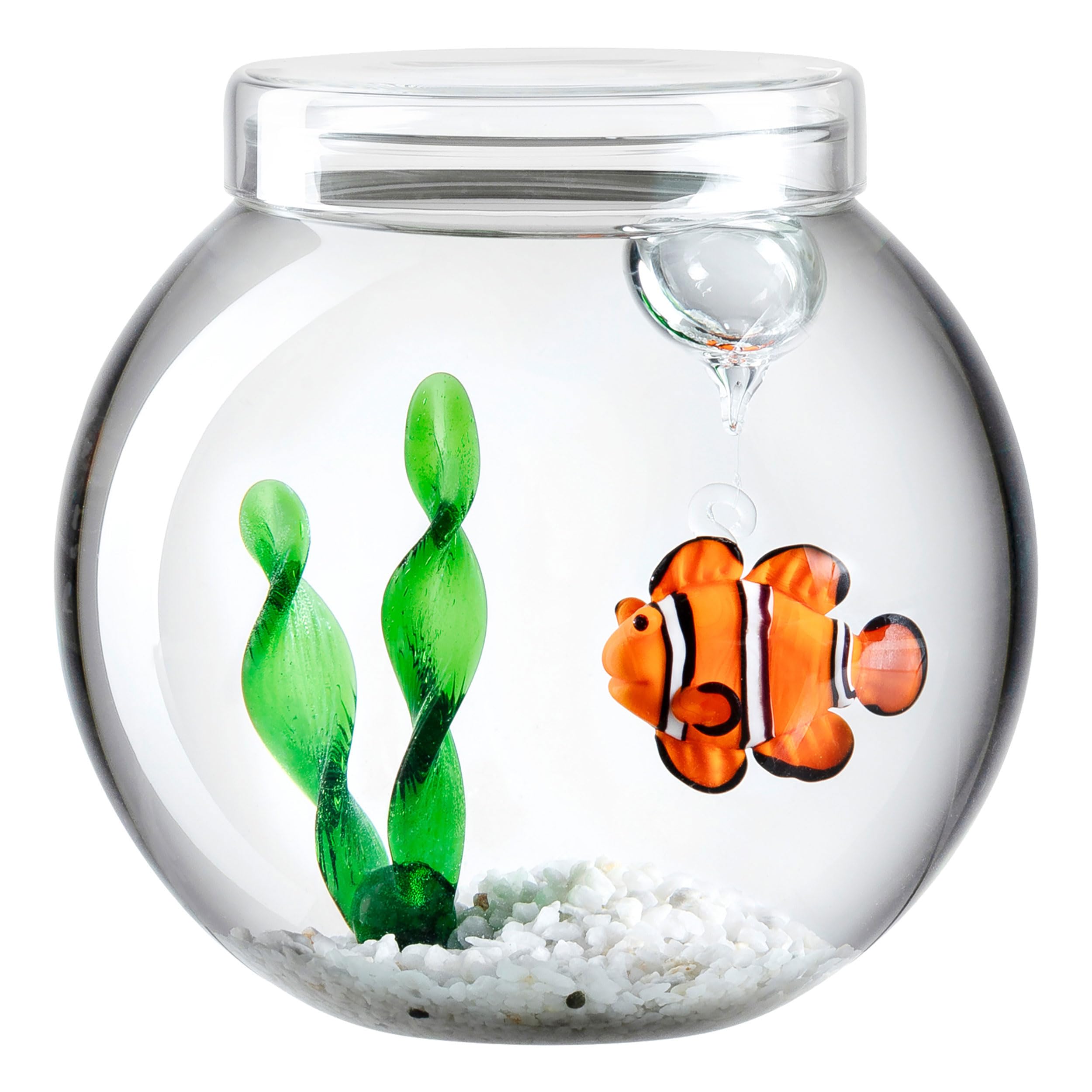 Leonardo Mare 059067 Kit de décoration avec Aquarium, jonc de mer et Poisson, Nemo Flottant et algues Stables, Aquarium avec Ornements, Multicolore, 14,3 x 14,9 x 14,9 cm (H x l x P)
