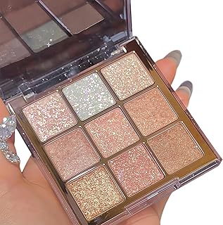 Glitter Eyeshadow Palette, Shimmer Glitter Eyeshadow For Women, 9-Color ...