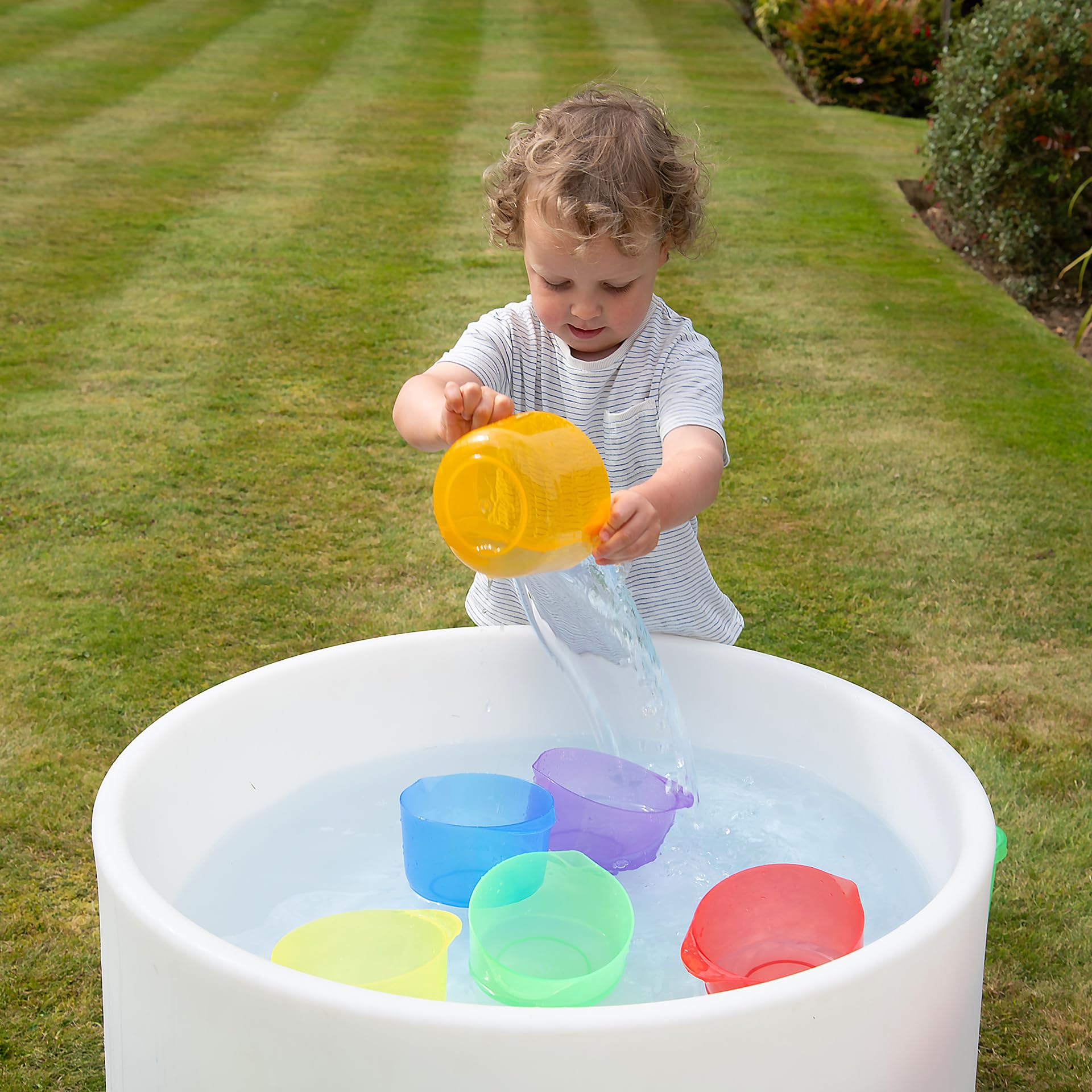 tickit Translucent Colour Stackable Deep Bowls, Set of 6 Pouring Bowls with Handles for Sand Water Play - Image 2