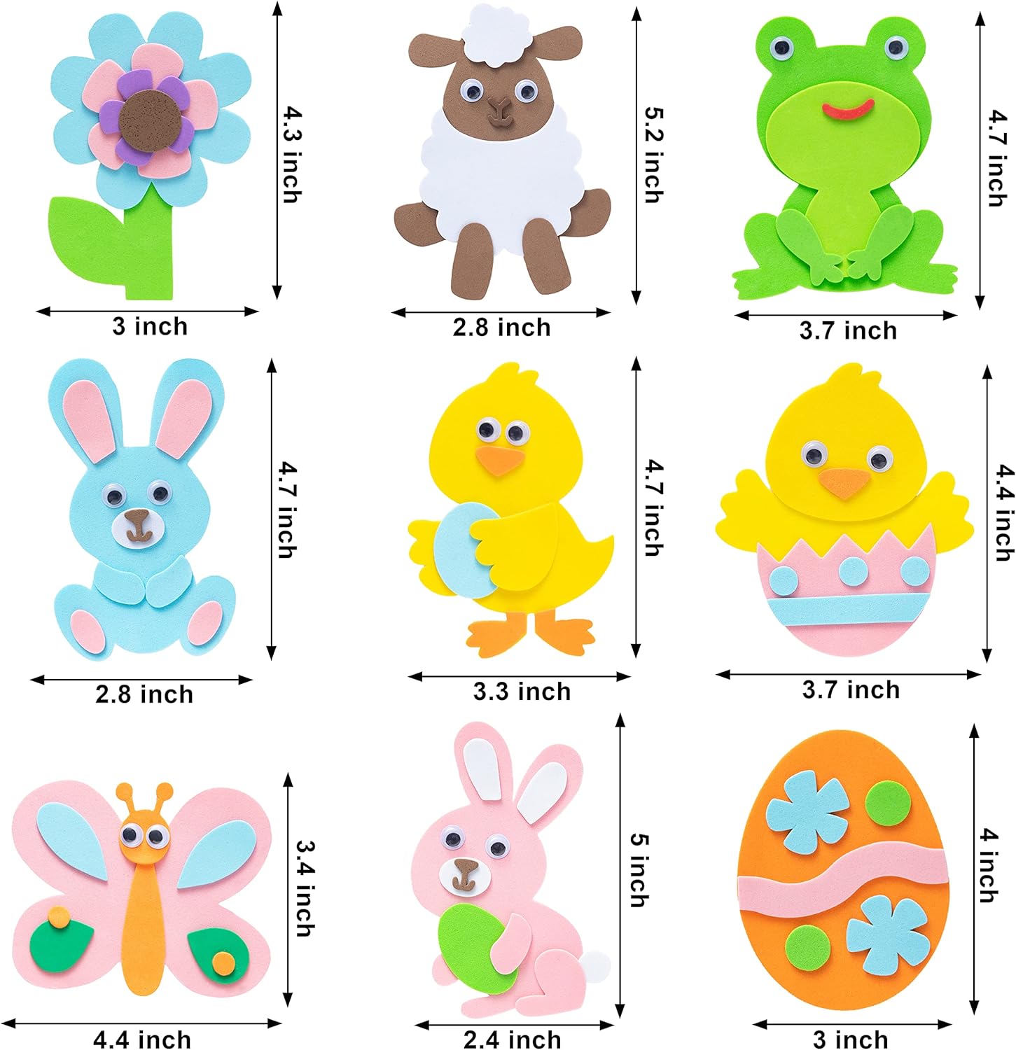 JOYIN 24 Pcs Foam Easter Egg Magnet Craft Kit, Easter Craft Kits DIY Animal and Egg Magnet Set for Kids Favor Classroom Homeschool Art Decor, Art and Craft Supplies Party Favors