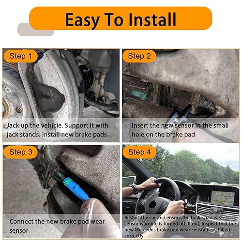 Miniatura 7 de BINB ROAD Sensor de desgaste de pastillas de freno delantero trasero 1695401617 compatible con Mercedes Benz C300 CLA250 E400 G550 W205 S205 W213