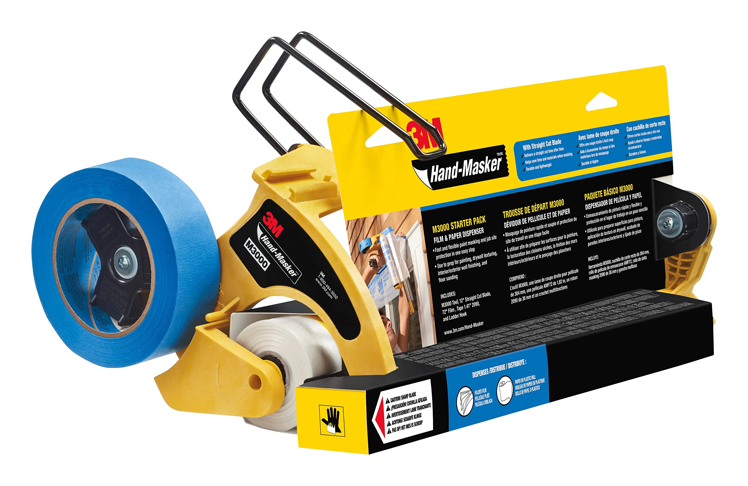 3M Pro Hand-Masker AMF99 Advanced Abdeckfolie PROMO PACK, 8 Rollen, 251cm x 27, 4m + M3000 Starter Kit GRATIS, blau