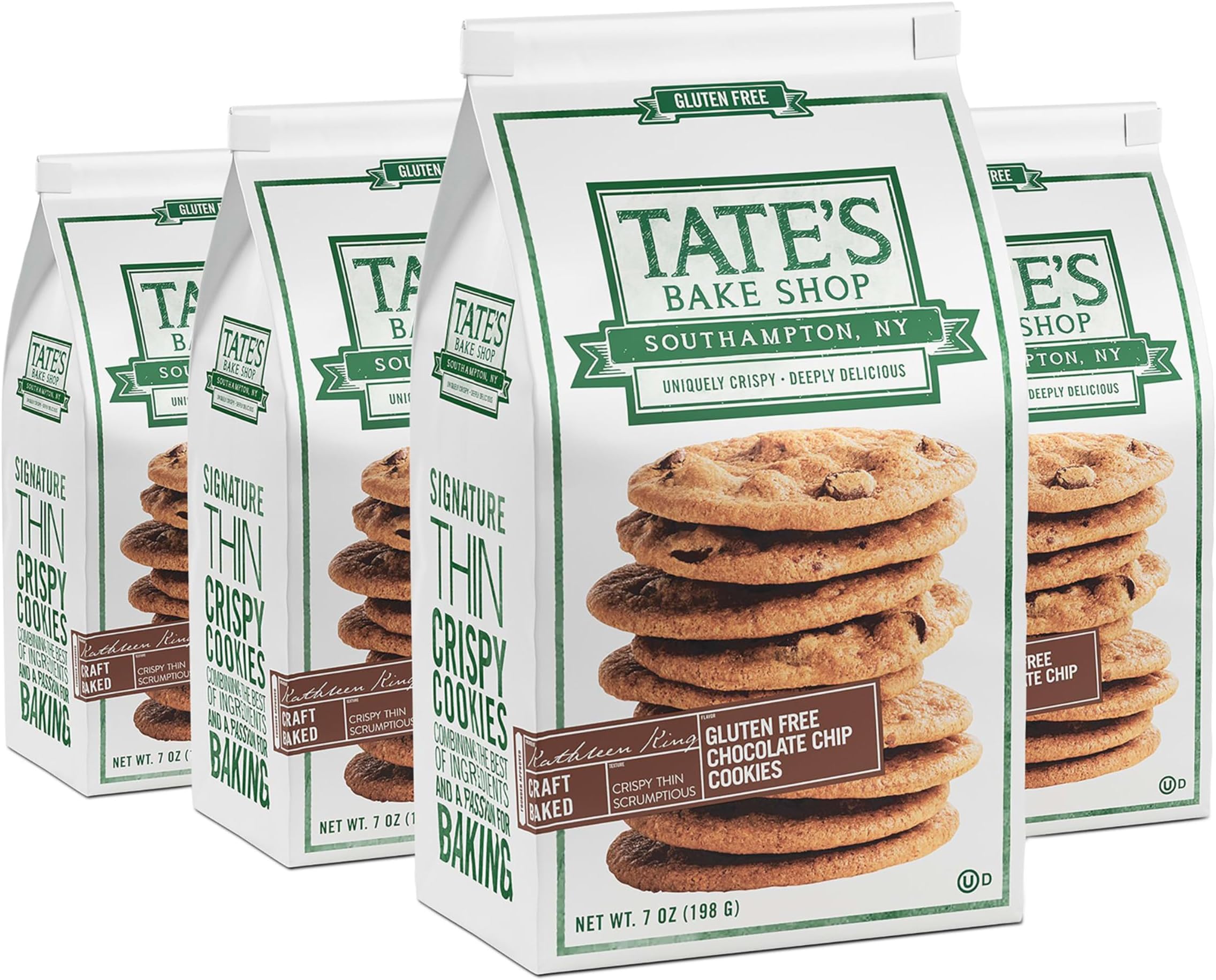 Tate's Bake Shop Gluten Free Chocolate Chip Cookies, Gluten Free Cookies, 4 - 7 oz Bags