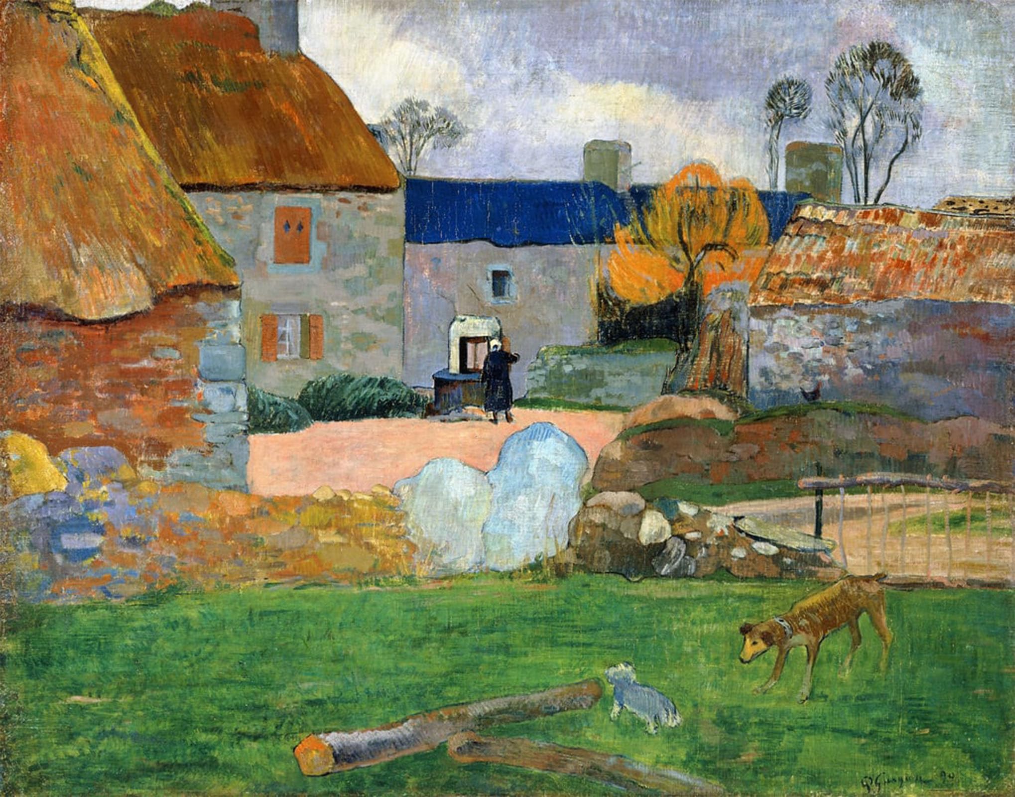 POSTERIIk Vintage Art Print Images Pictures Print Theroof or Pouldu Farm by Paul Gauguin Modern Colour Posters for Office Home Decor 60x90cm