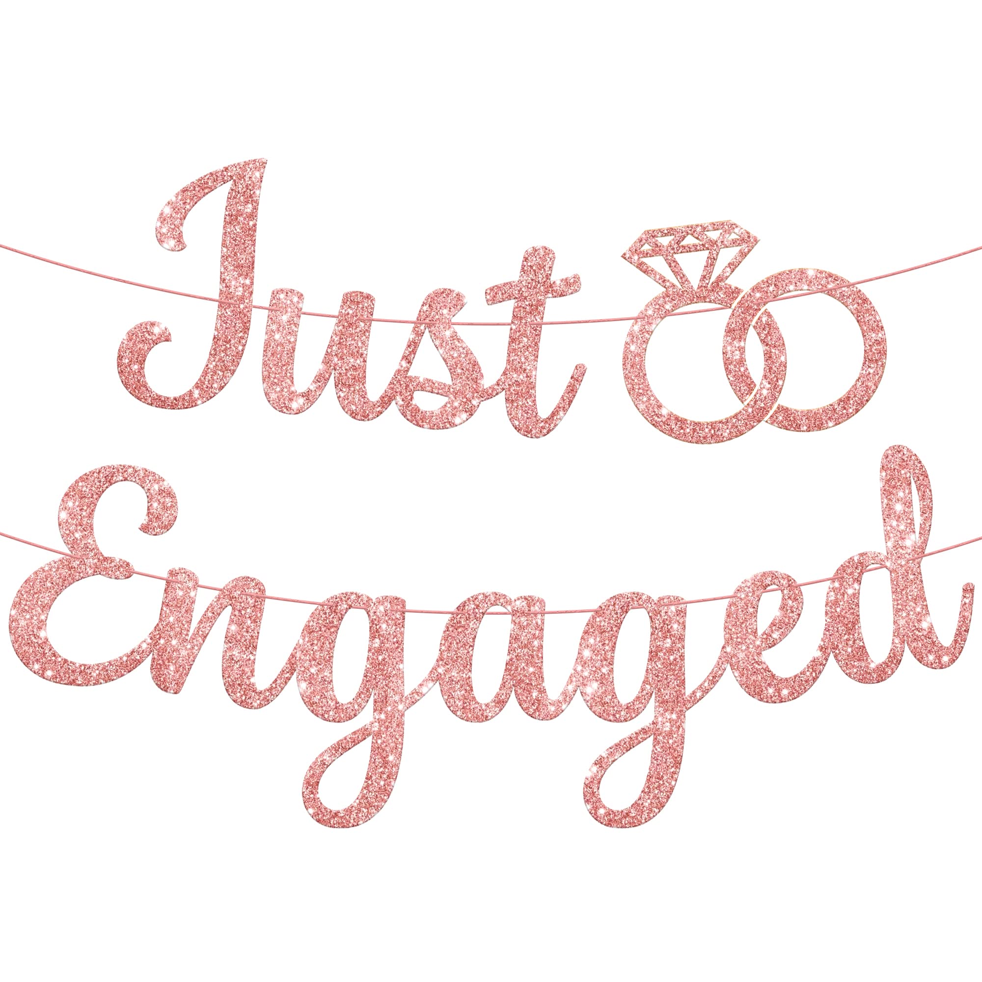 KatchOn, Glitter Rose Gold Just Engaged Banner - 10 Feet, No DIY | Engagement Banner for Just Engaged Decorations | Engagement Party Decorations | Just Engaged Sign | Engagement Decorations