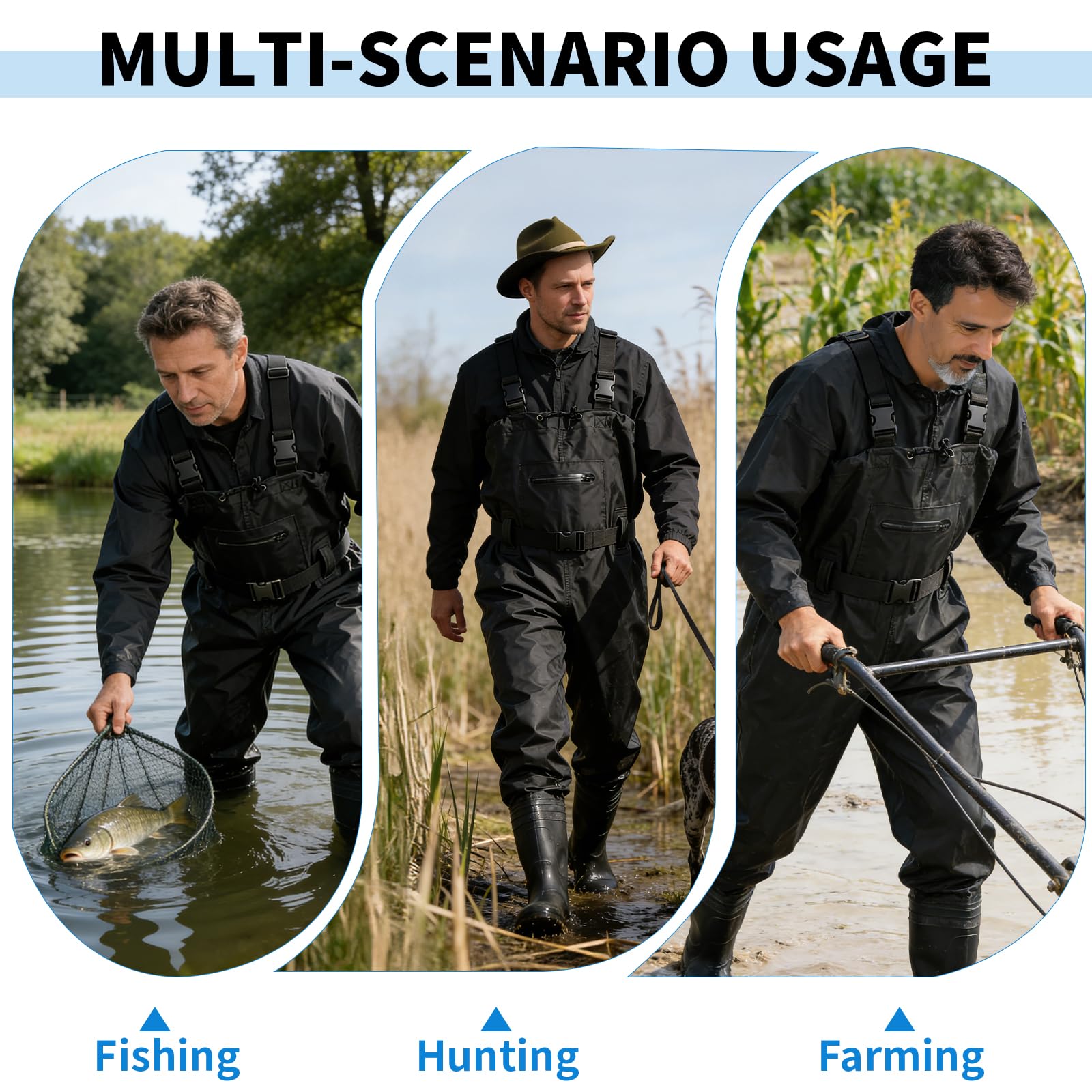 SWAWIS Cuissardes Waders Poitrine Pêche Imperméables avec Bottes Respirantes