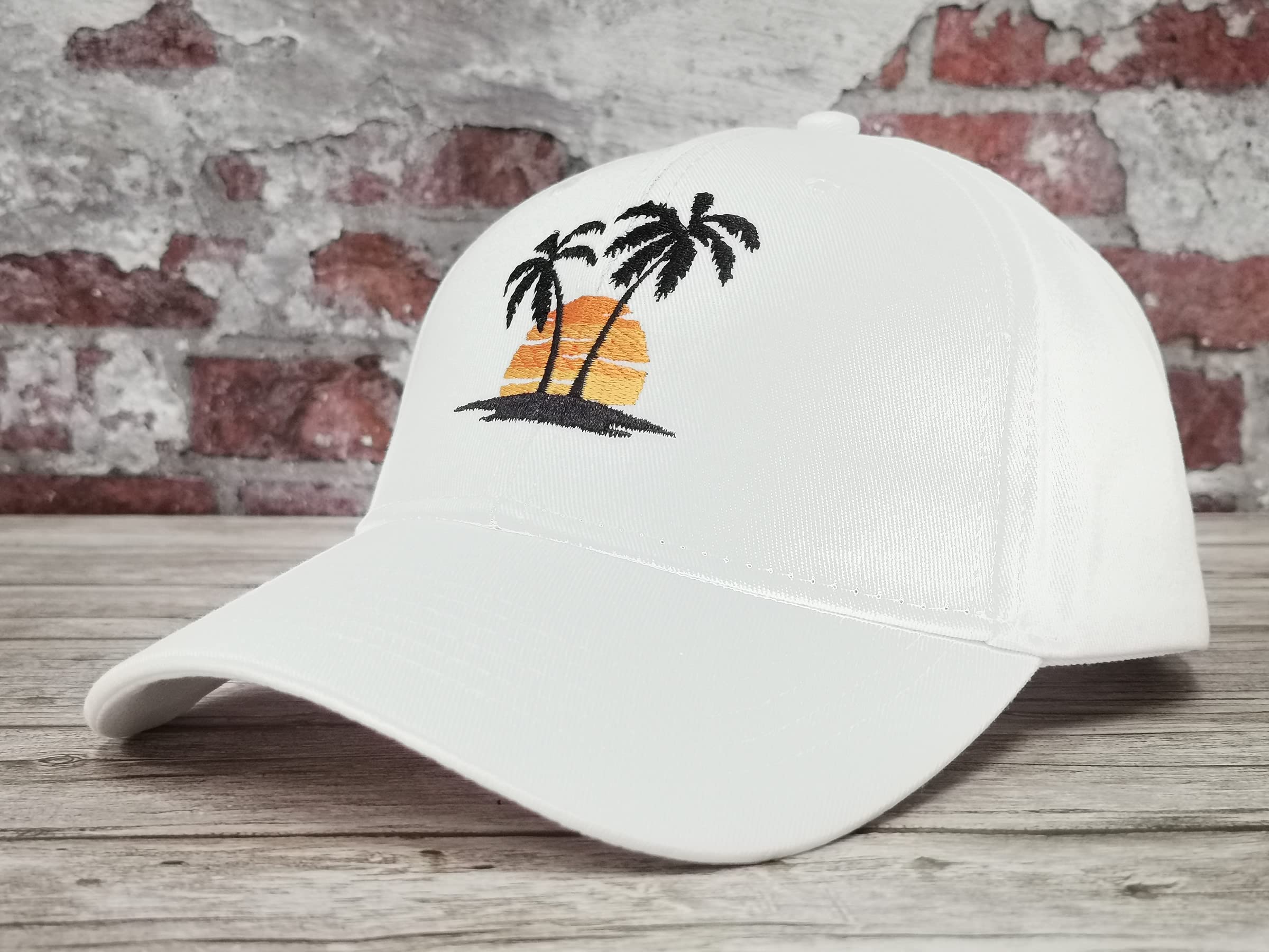 Sombreros de béisbol bordados con palmera para hombres y mujeres, Blanco (árbol negro) 2