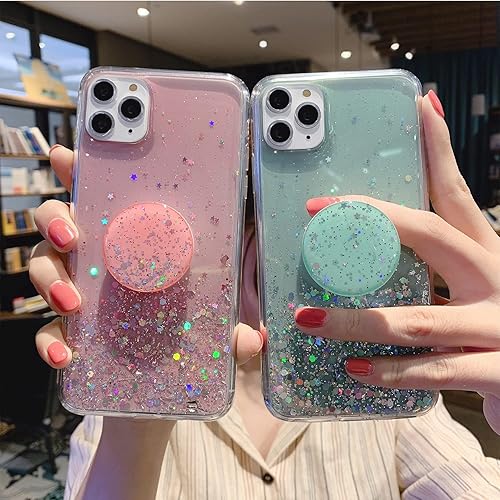 Miniatura 3 de Funda diseñada para iPhone 11 Pro Max, para mujeres y niñas, con purpurina brillante, bonitas fundas con soporte de anillo, funda protectora suave