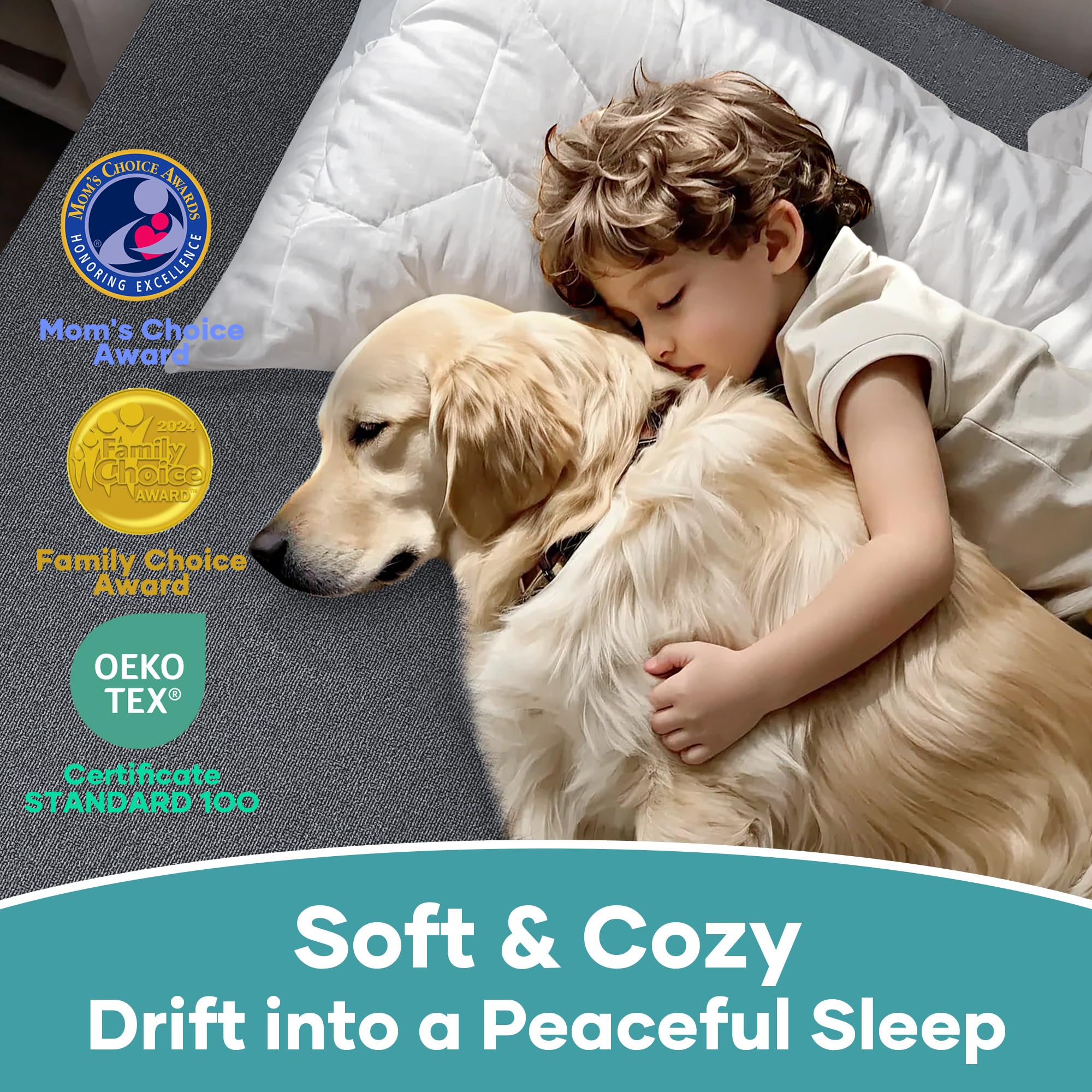 Ohgeni 100% Waterproof Mattress Protector, California King Grey Size, Fitted Sheet with Deep Pockets, 6''-18'', Premium Noiseless Breathable Soft Material, Mattresses Cover for Bed