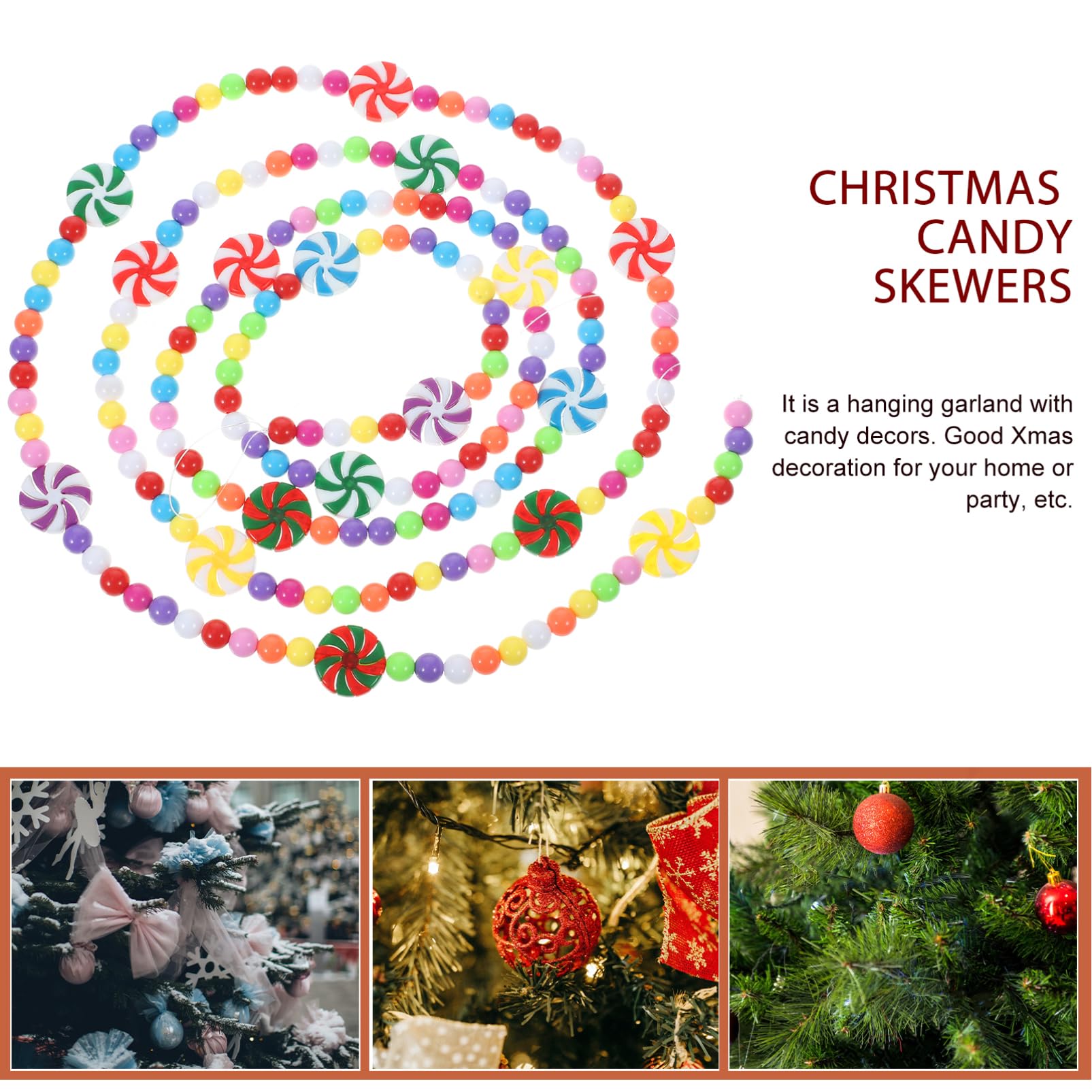 5st Süßigkeitsanhänger Aus Perlen Geäst Weihnachtsglocken Lichterkette Batteriebetrieben Weihnachten Christbaumschmuck Kugeln Ornamente Perlengirlande Weihnachtsbaum Plastik PRETYZOOM