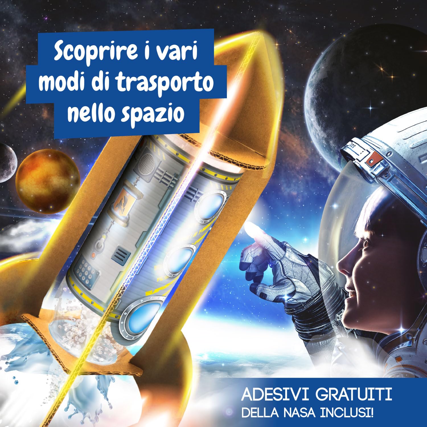 Science4you Super Lanciarazzi NASA - Gioco Spaziale con 13 Sperimenti per Bambini, Crea i tuoi Rocket Launcher, 20 Metri di Altezza, Giochi STEM + Adesivi NASA, Regalo per Bambino e Bambina 8+ anni
