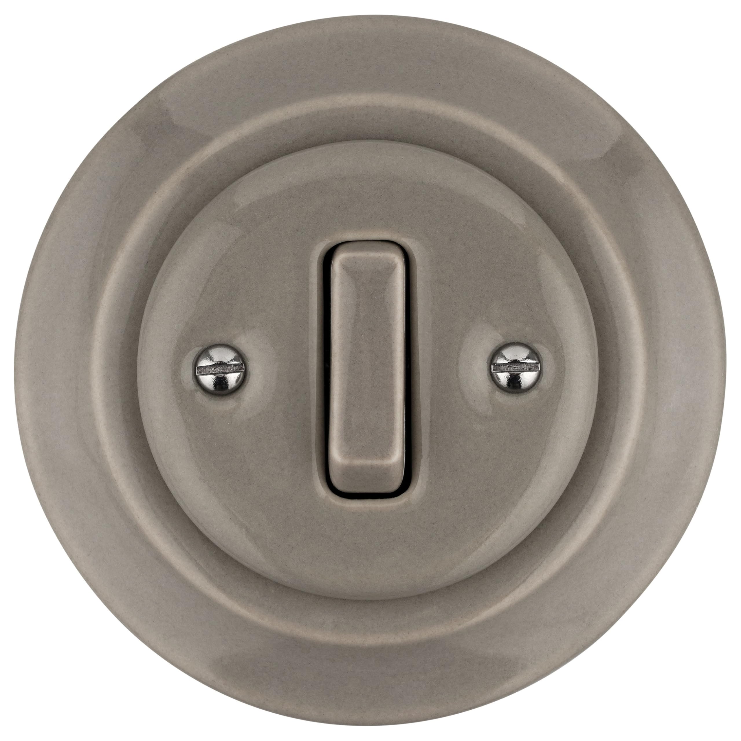 Interrupteur va-et-vient encastré en porcelaine rétro, tout-en-un, série PR1 gris-beige