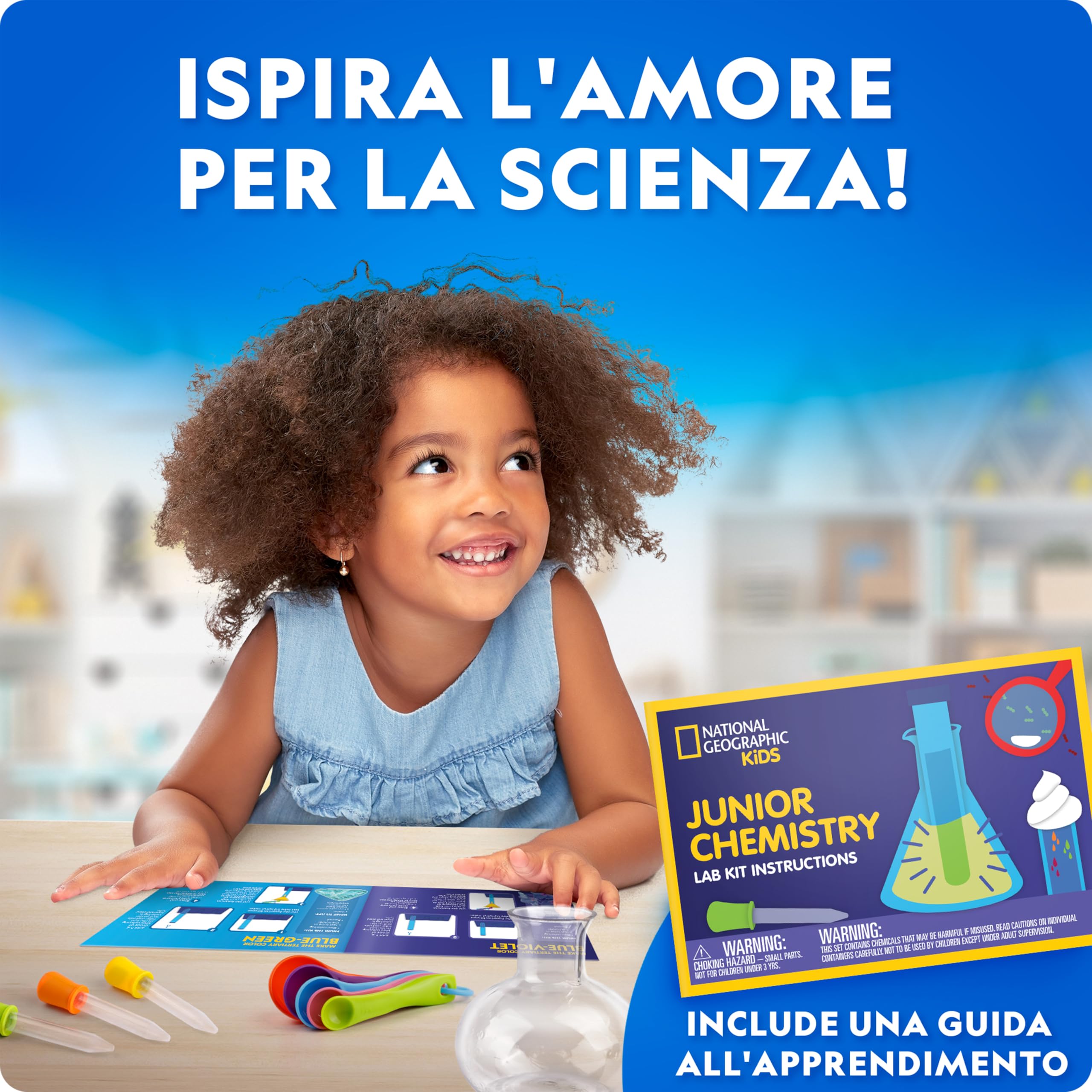 Blue Marble National Geographic Set di Chimica per Bambini – Laboratorio Educativo con 50 Esperimenti Scientifici e Oltre 20 Strumenti di Laboratorio