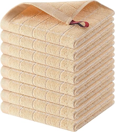 Miniatura 122 de Homaxy Toallas de cocina de rizo de algodón 100% (gris oscuro, 13 x 28 pulgadas), diseño a cuadros, suaves y súper absorbentes, paquete de 8