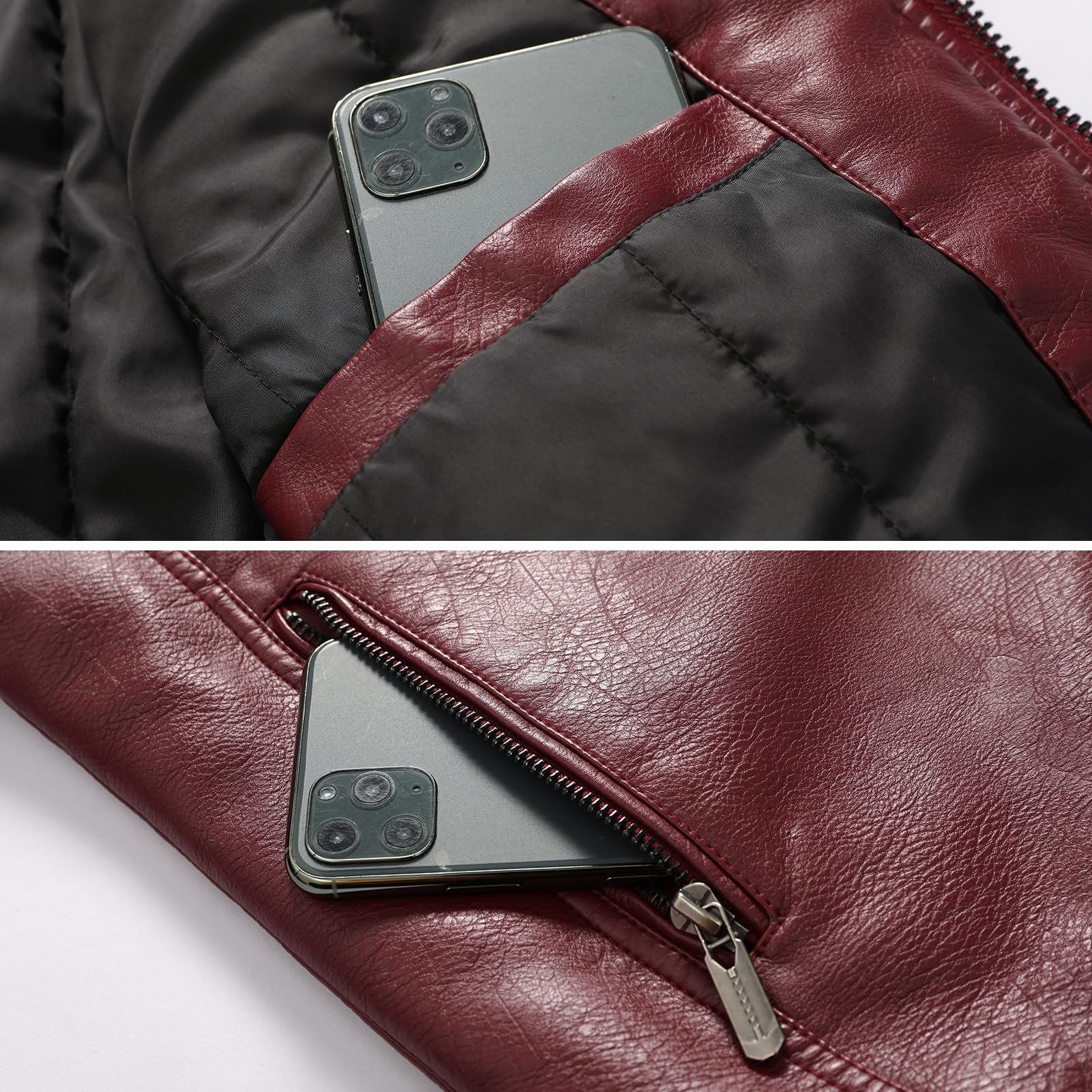 Veste En Cuir Homme Vintage Similicuir PU - Blouson Moto Bomber Coupe-Vent Avec Fermeture Éclair, Style Automne Hiver