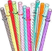 Dakoufish 12 Inch Reusable Swirl Straws for Stanley 30oz/40oz Tumblers - 12 Colors, Thick PETG, Cleaning Brush Included