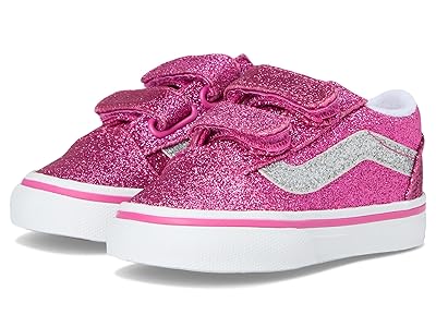 Vans Kids Old Skool V (Infant/Toddler) Kids Shoes Glitter Raspberry Rose : 6.5 Toddler M, Canvas