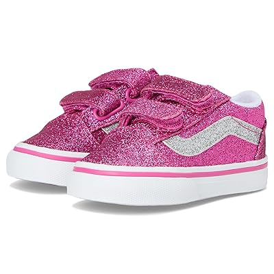 Vans Kids Old Skool V (Infant/Toddler) Kids Shoes Glitter Raspberry Rose
