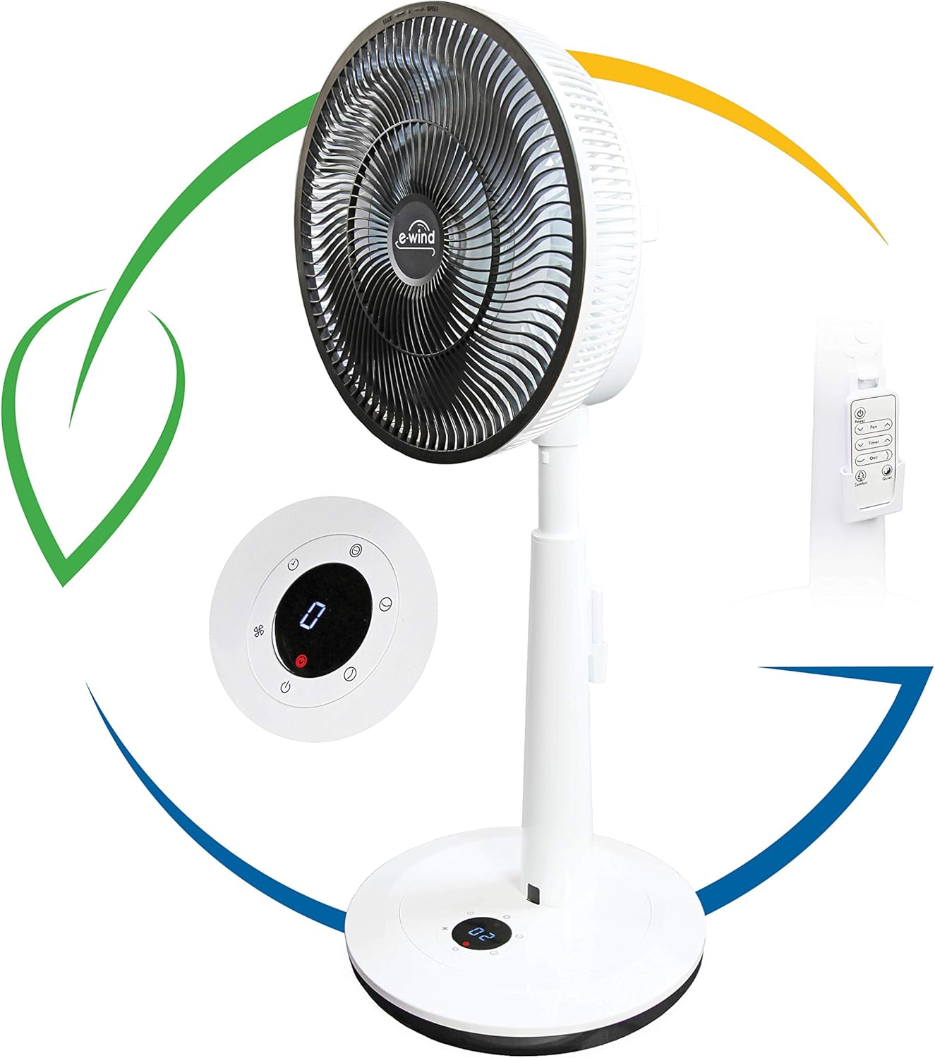 EWind 12" Oscillating MultiDirectional Brushless DC Pedestal Fan by
