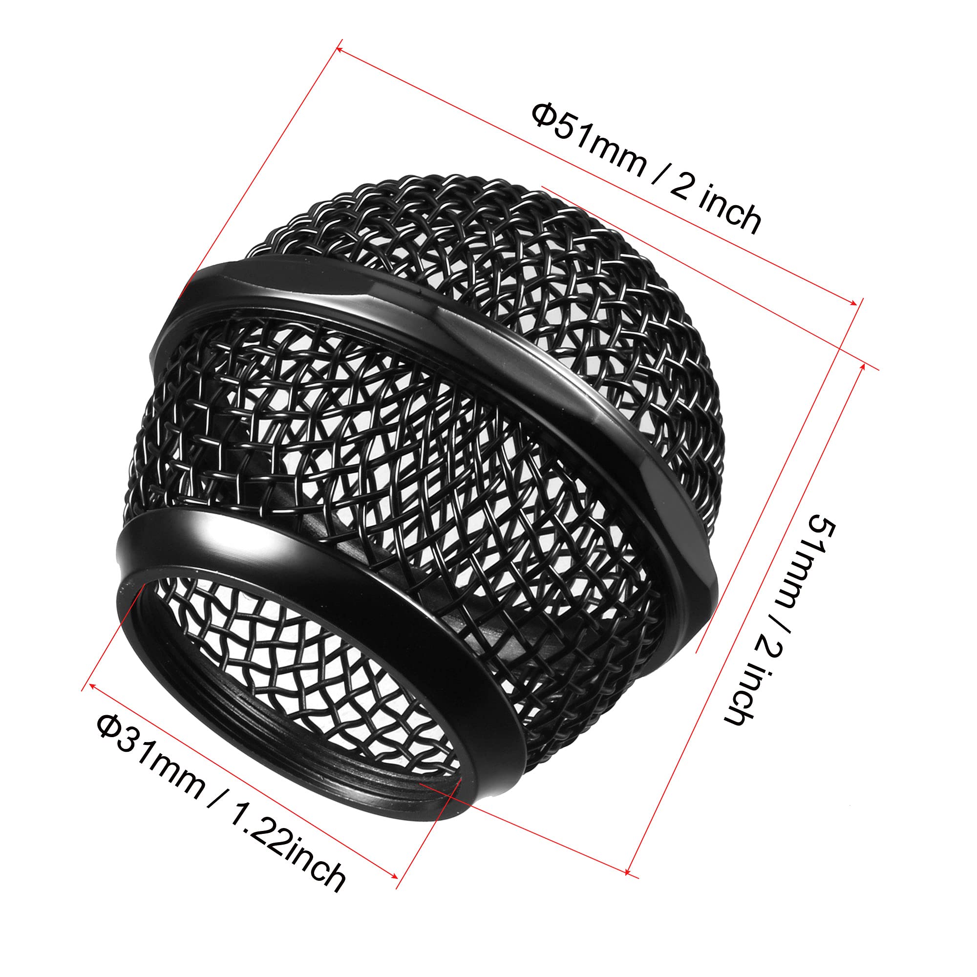 uxcell 2pcs Black Microphone Ball Head Mesh Grill Metal Windscreen with Inner Foam Filter