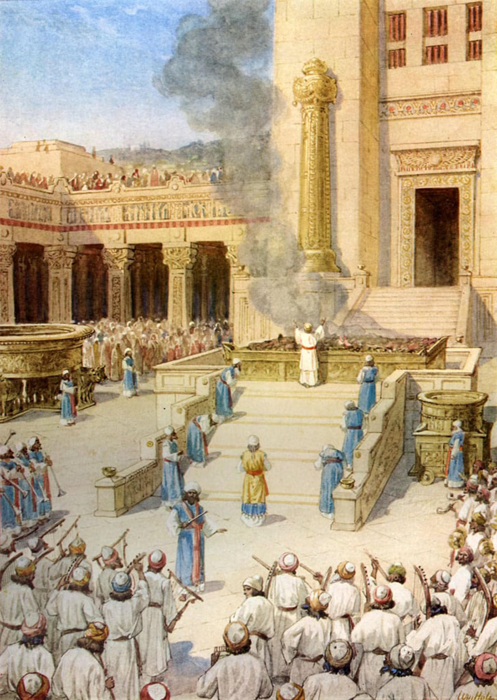 RZHRHJES Retro Picture Portrait Oil Painting Modern Wall Artwork the Dedication of the Temple in Jerusalem Built by William Brassey Hole Canvas Poster for Home Decor 60x90cm