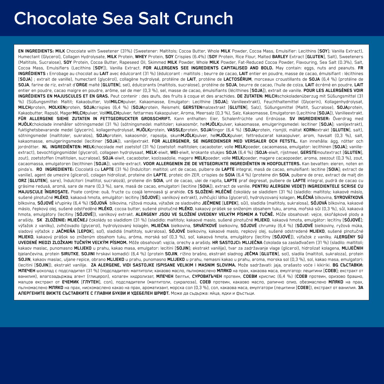 Optimum Nutrition Crunchy Protein Bar (12x55g) Chocolat Sel de mer Crunch