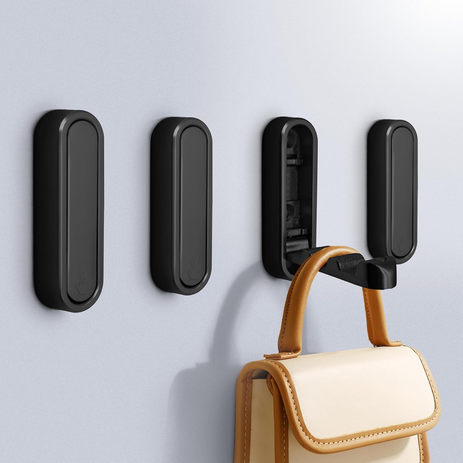 Premium Zinc Alloy Foldable Wall Hook, Multiple Types Non-Slip Flip Down Hooks for Wall Mount, Square Design Folding Wall Hooks for Hanging Jackets, Backpacks and Towels (6, Black Round)