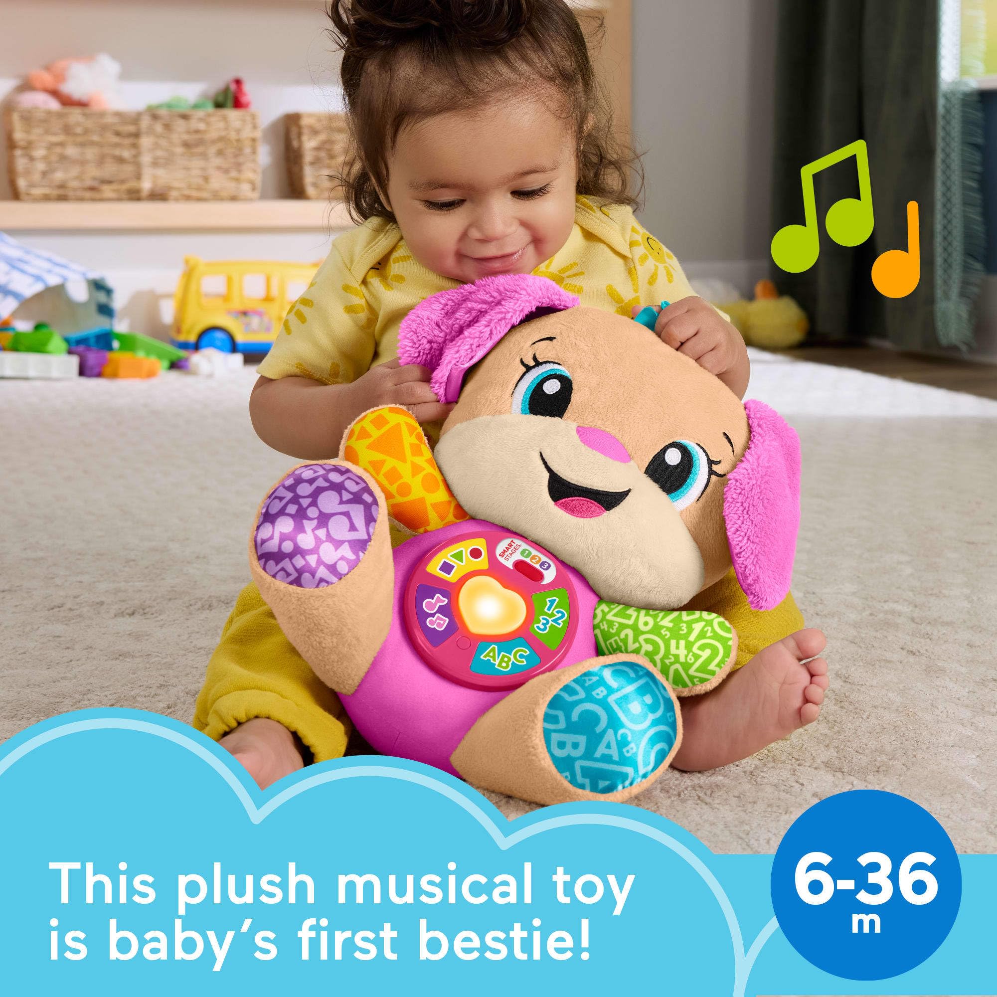Fisher-Price Baby Toy Laugh & Learn Smart Stages Sis Musical Plush with Lights & Learning Songs for Infants Ages 6+ Months